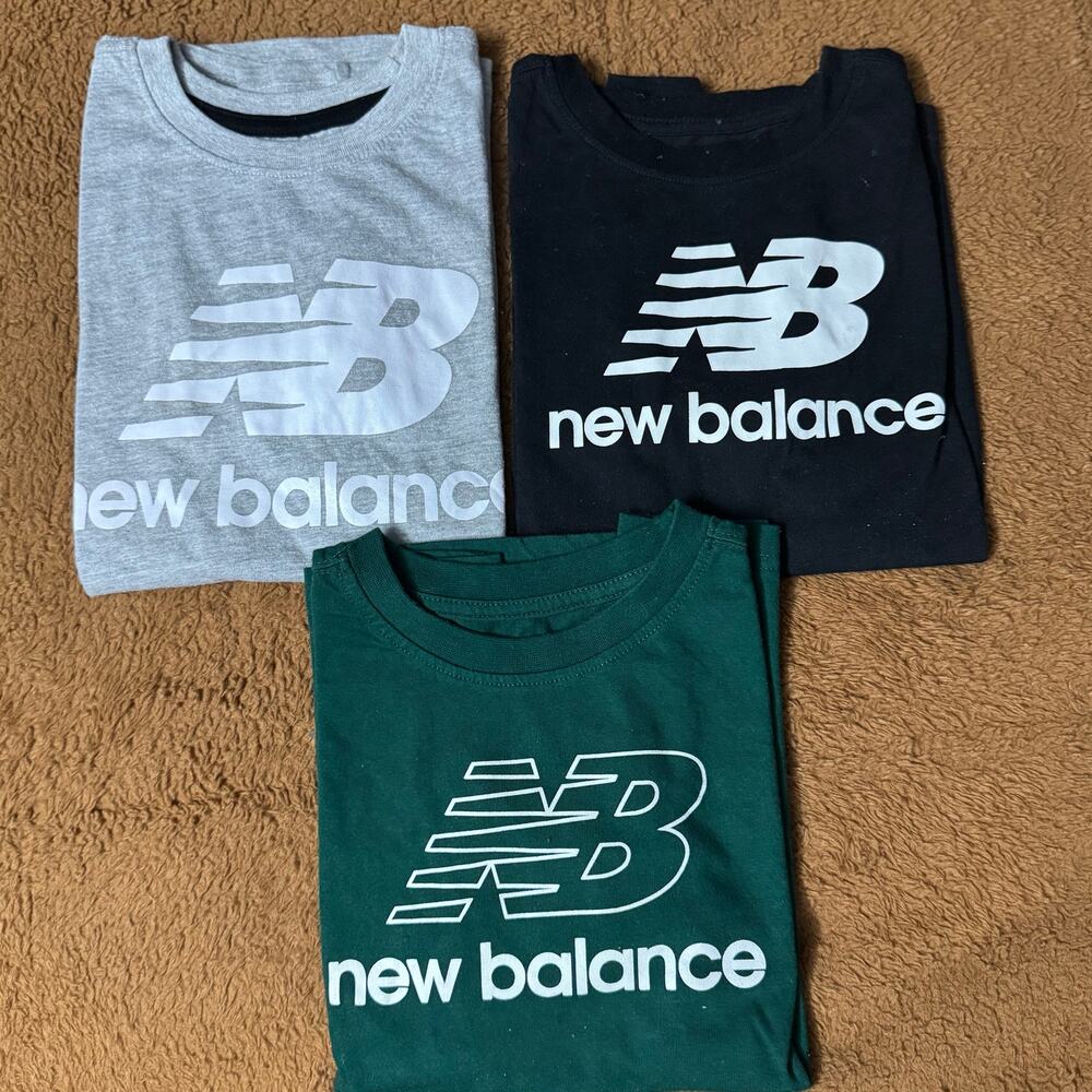 Boys New Balance Graphic T-Shirt Bundle Size 10/12 Gray Black Green Lot of 3